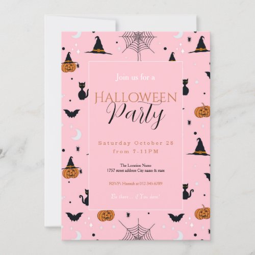 Funny Spooky Halloween Pink Design Invitation