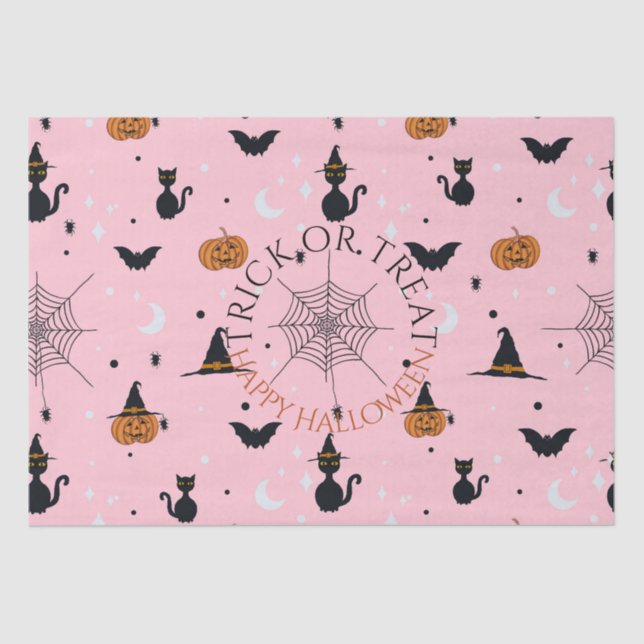 Funny Spooky Halloween Pink Design Tissue Paper (Front)