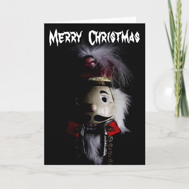 Funny Spooky Nutcracker Portrait Holiday Card (Front)