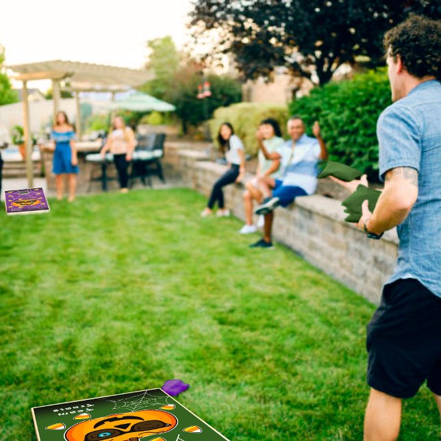 Funny Spooky Pumpkin iconic winkS Cornhole Set (Have fun with this Halloween inspired cornhole!)