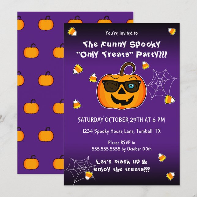 Funny Spooky Pumpkin iconic winkS Party Invitation (Front/Back)