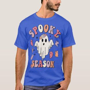 Funny Spooky Season Halloween Ghost Floral Groovy T-Shirt