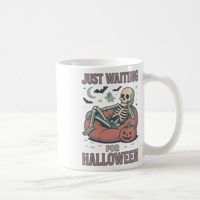 Funny Spooky Skeleton Summerween Waiting For Hallo Coffee Mug (Right)