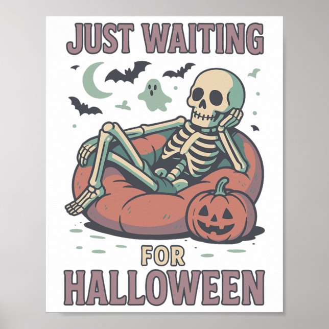 Funny Spooky Skeleton Summerween Waiting For Hallo Poster (Front)
