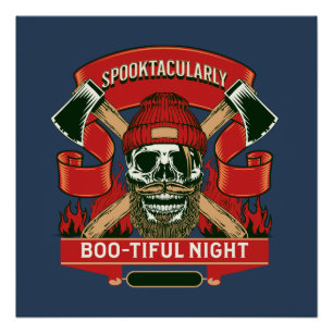 Funny spooky skull halloween poster