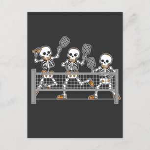 Funny Spooky Three Skeleton Playin Pickleball Gift Postcard