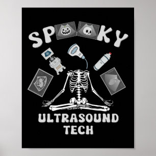Funny Spooky Ultrasound Tech Skeleton Halloween Co Poster