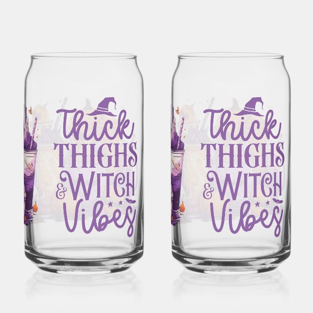 Funny Spooky Witchy Aesthetic Glassware Can Glass (Back)