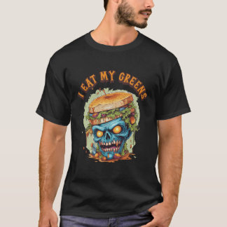 Funny Spooky Zombie I Eat My Greens Plant Monster T-Shirt