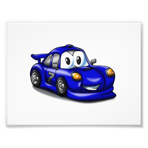 Funny Sport car cartoon  Choose background color Photo Print