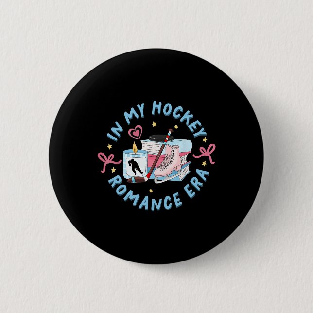 Funny Sport Romance Reader Reading In My Hockey Ro Button (Front)