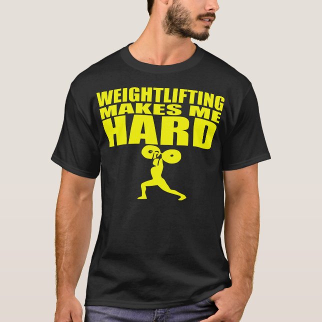 Funny Sport - Weight Lifting Makes Me Hard- yellow T-Shirt (Front)