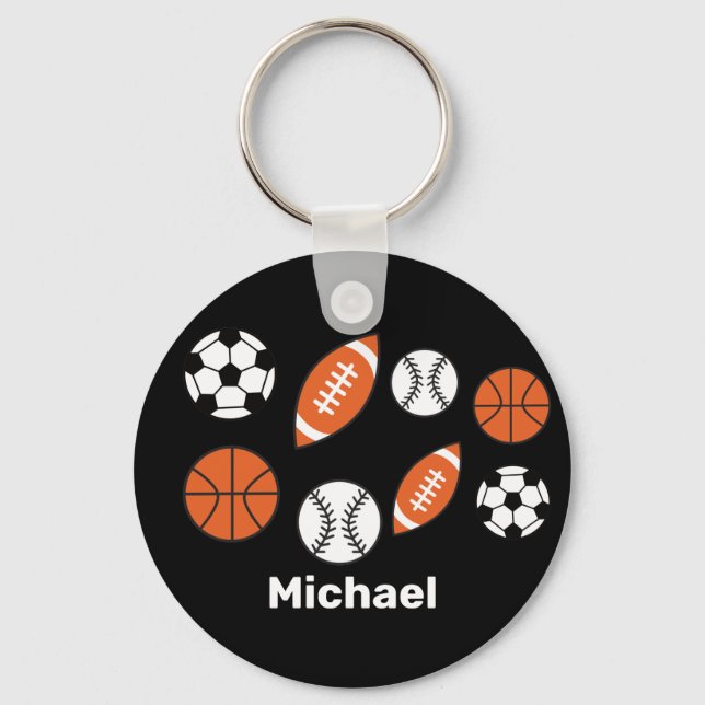 Funny Sports Ball Button Keychain (Front)