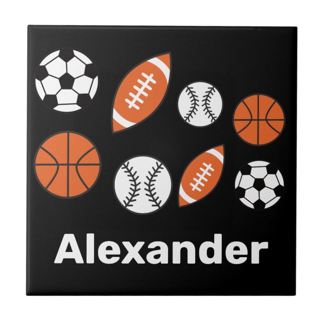 Funny Sports Balls Ceramic Tile (Front)