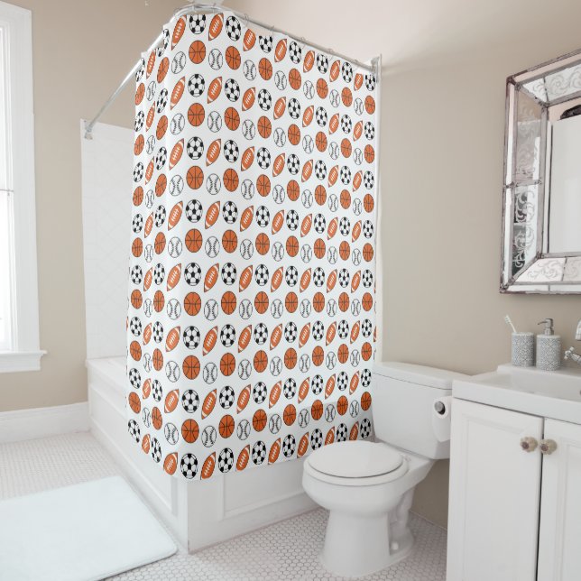 Funny sports balls shower curtain (In Situ)