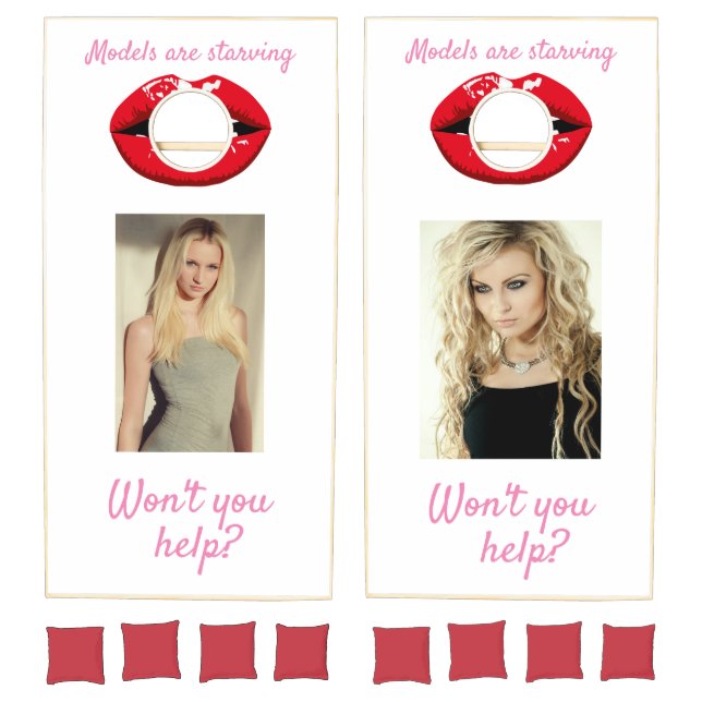 Funny Sports Collectible MODELS ARE STARVING HELP  Cornhole Set (Set)