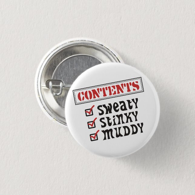 Funny Sports - © Contents: Sweaty, Stinky, Muddy Button (Front & Back)
