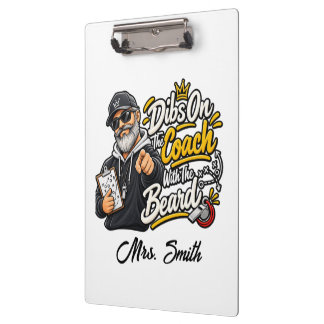 Funny Sports Dibs On The Coach With The Beard Cust Clipboard