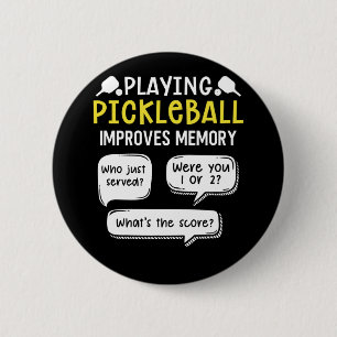 Funny Sports Pickleball Player Button