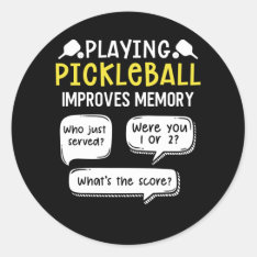 Funny Sports Pickleball Player Classic Round Sticker at Zazzle