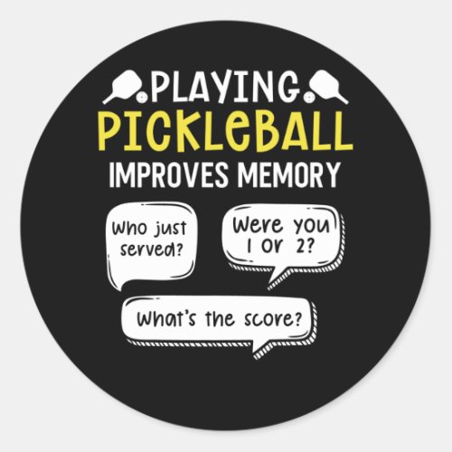 Funny Sports Pickleball Player Classic Round Sticker