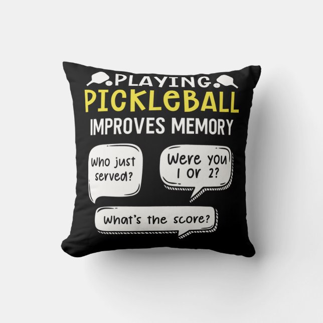 Funny Sports Pickleball Player Throw Pillow (Front)