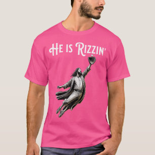 Funny Sports Rizz He Is Rizzin Jesus Playing Baseb T-Shirt