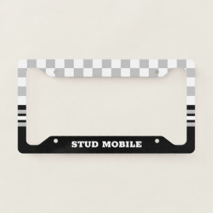 Funny Sporty Checkered and Stripes BLACK License Plate Frame
