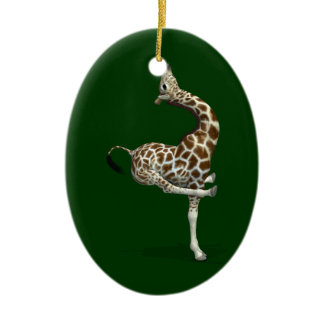 Funny Sporty Giraffe Ceramic Ornament