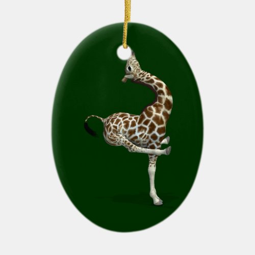 Funny Sporty Giraffe Ceramic Ornament