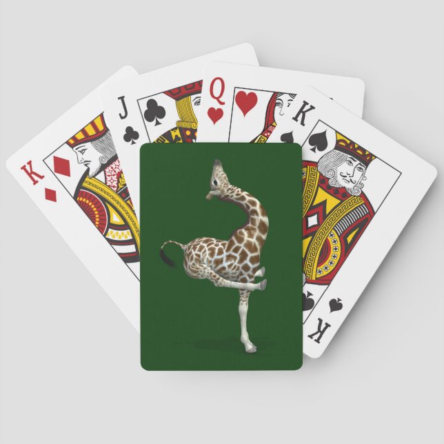 Funny Sporty Giraffe Poker Cards (Back)