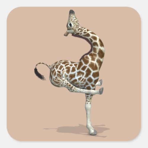 Funny Sporty Giraffe Square Sticker