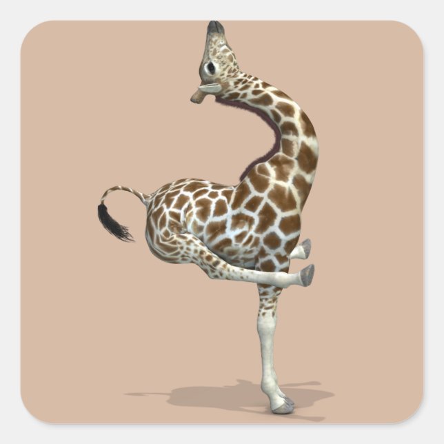 Funny Sporty Giraffe Square Sticker (Front)