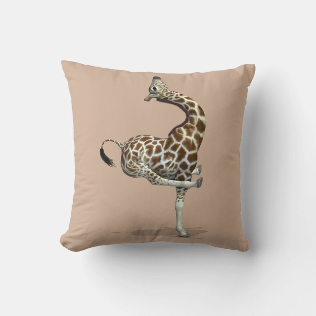 Funny Sporty Giraffe Throw Pillow (Front)