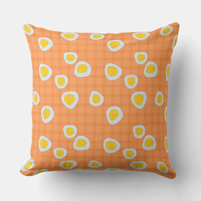 Funny spots on a yellow checkered background outdoor pillow (Front)