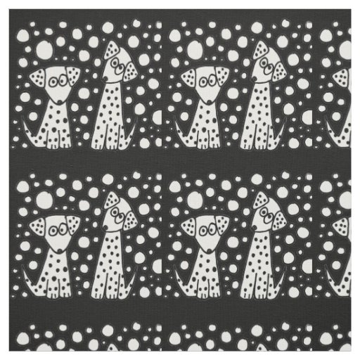 Funny Spotted Dogs Abstract Fabric
