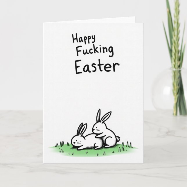Funny Spring Bunnies Holiday Card (Front)