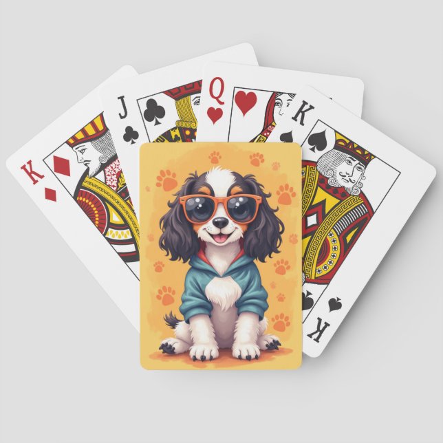 Funny Springer Spaniel Kawaii Dog Poker Cards (Back)