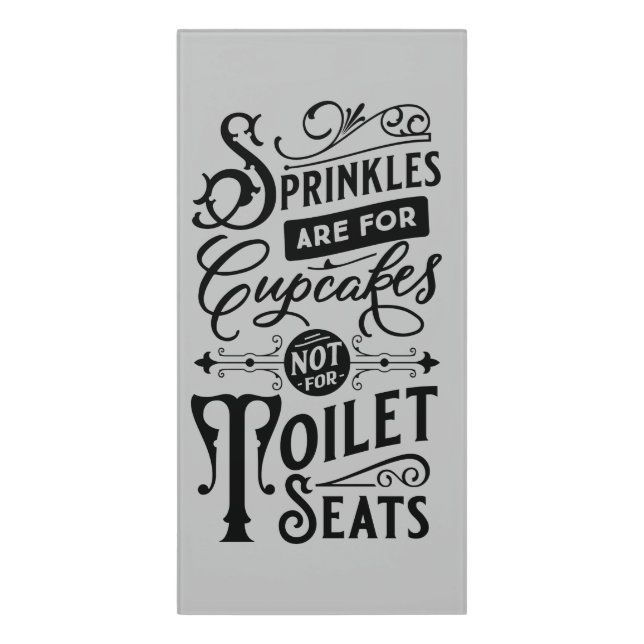 funny sprinkles toilet seat word art bathroom door sign (Classic Front Vert)