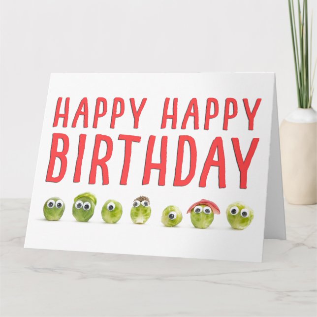 Funny Sprouts Birthday – Googly Eyed Gift Sister Card (Front)