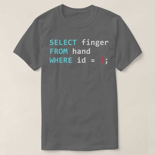 Funny SQL Query Geek Database Programmer  T-Shirt (Design Front)