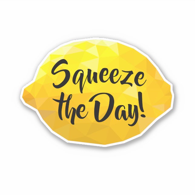 Funny Squeeze the Day Script 3D Lemon Sticker (Front)