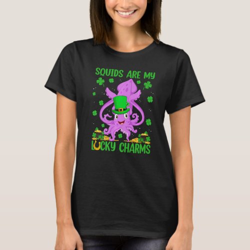 Funny Squid Are My Lucky Charms Squid St Patricks T_Shirt