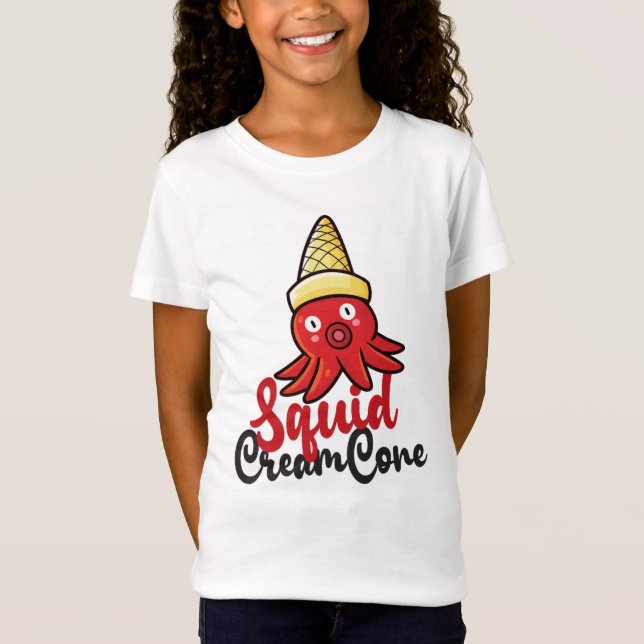 Funny Squid Cream Cone Girls' T-Shirts (Front)