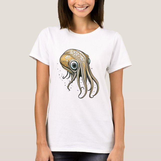 Funny Squid Line Art T-Shirt (Front)