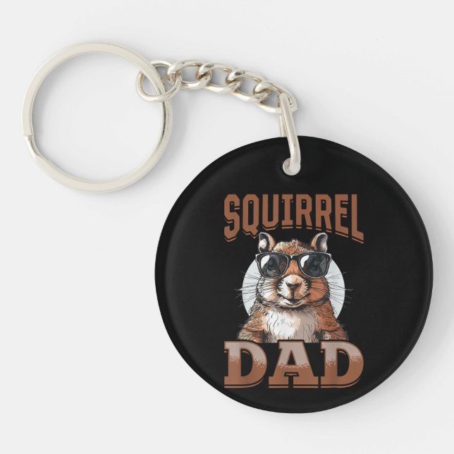 Funny Squirrel Animal Squirrel Dad Keychain (Front)