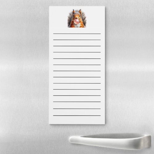 Funny Squirrel Blowing Bubbles Gum Pink Fridge Magnetic Notepad