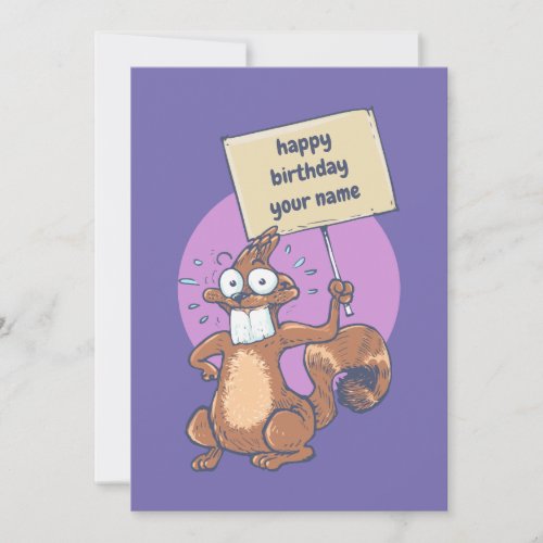 funny squirrel celebrating birthday cartoon card