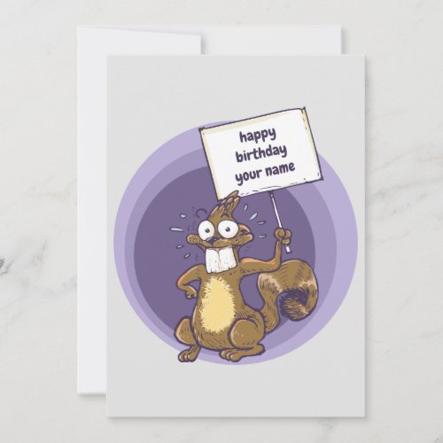 funny squirrel celebrating birthday cartoon card