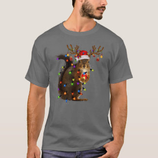 Funny Squirrel Christmas Rein Christmas Lights fri T-Shirt
